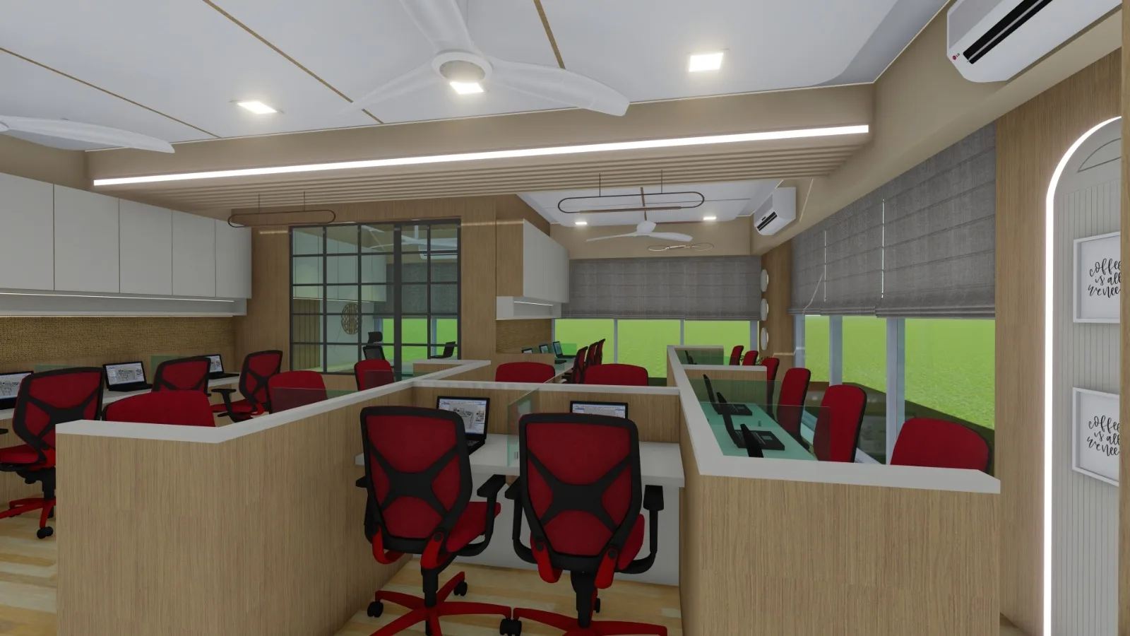 Aavartak Commercial Interior - Open Workstation & Linear Lighting