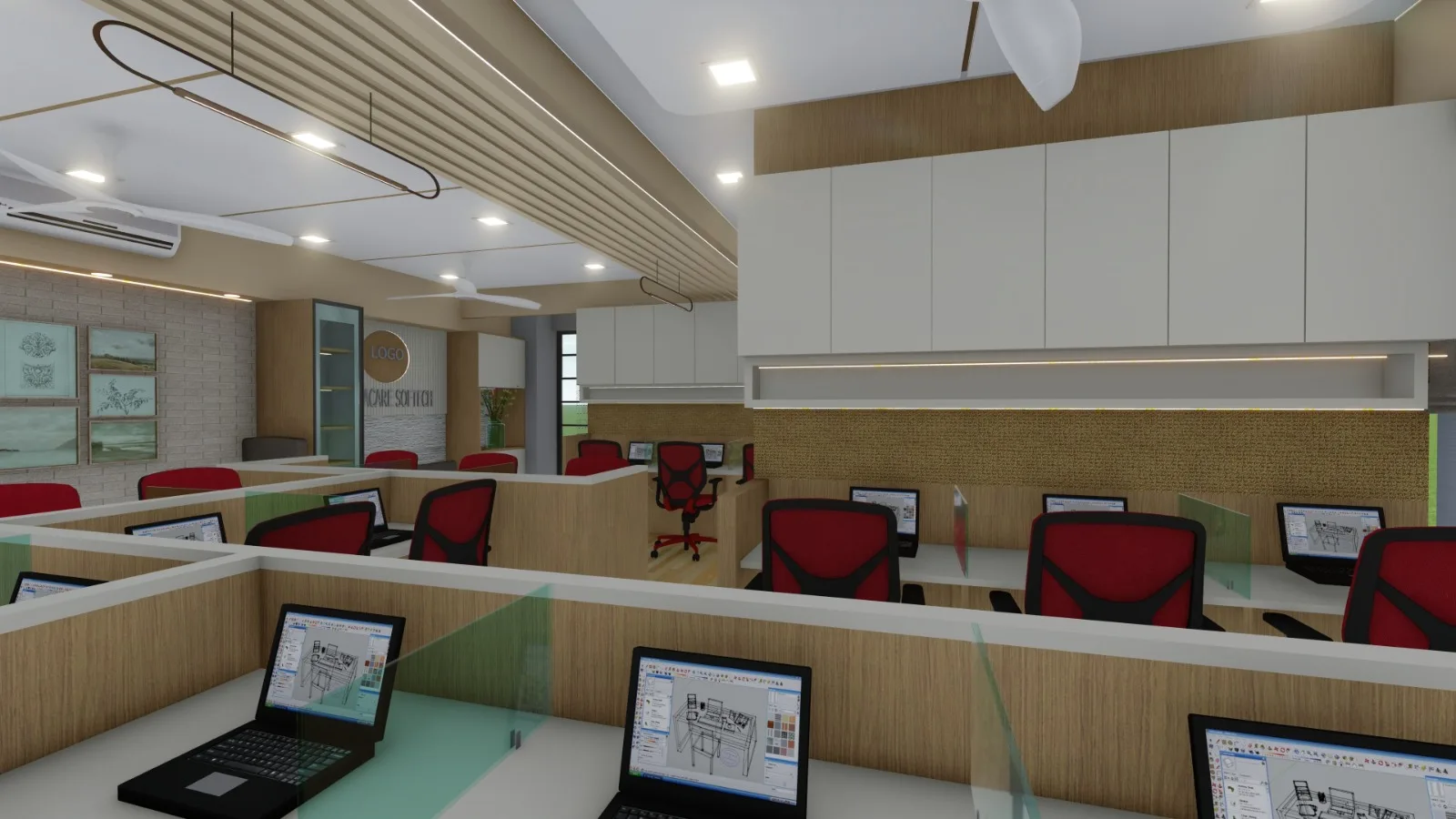 Aavartak Commercial Interior - Visitor Waiting Lounge & Accent Wall
